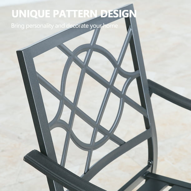 Patio Stacking Metal Dining Arm Chairs with Steel Slat Seat, Set of 4