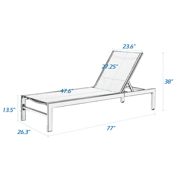 2 Pieces Outdoor Aluminum Chaise Lounge Chairs Patio Sling Sun Lounger Set Recliner with Wheels (Taupe)