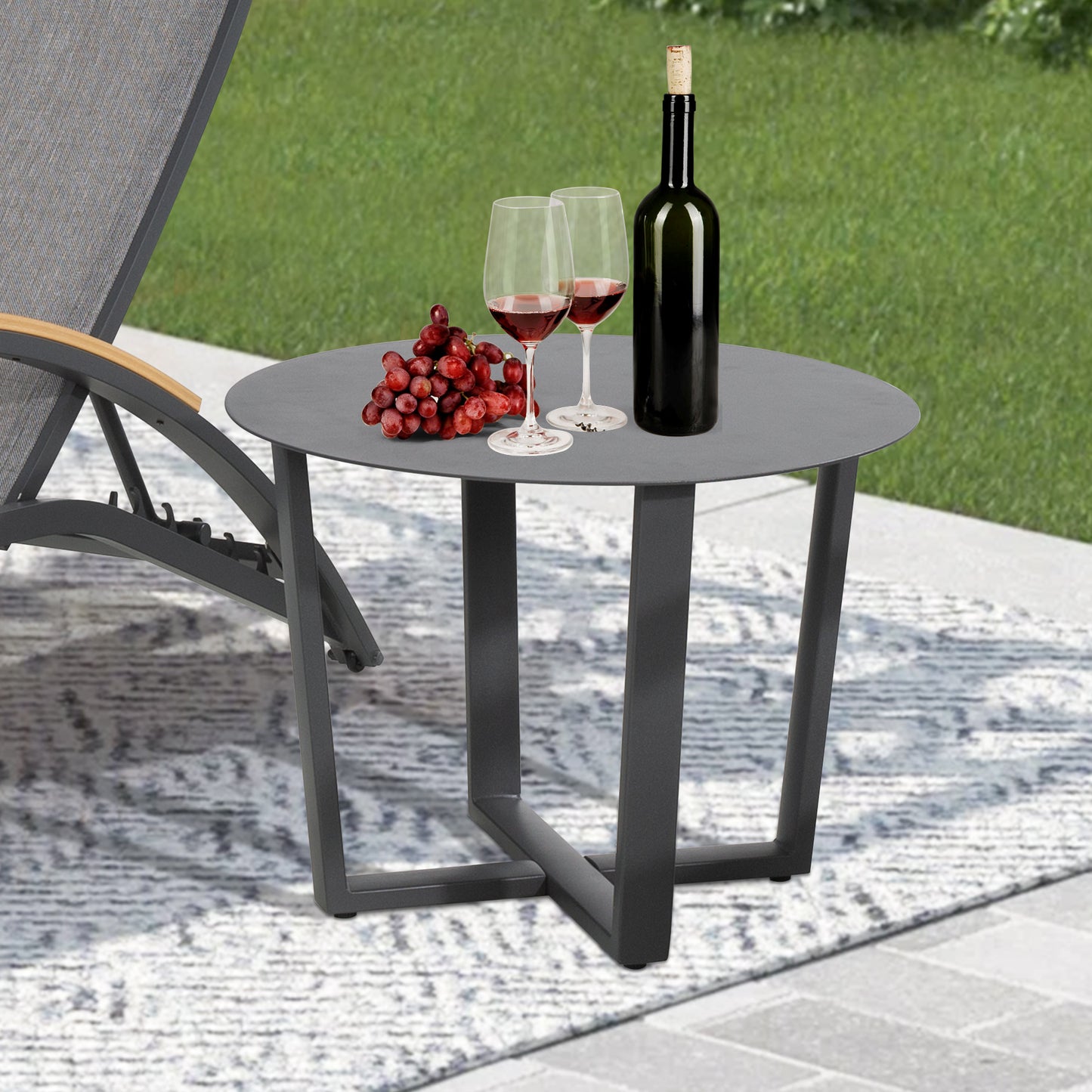 Patio Round Aluminum Side Table