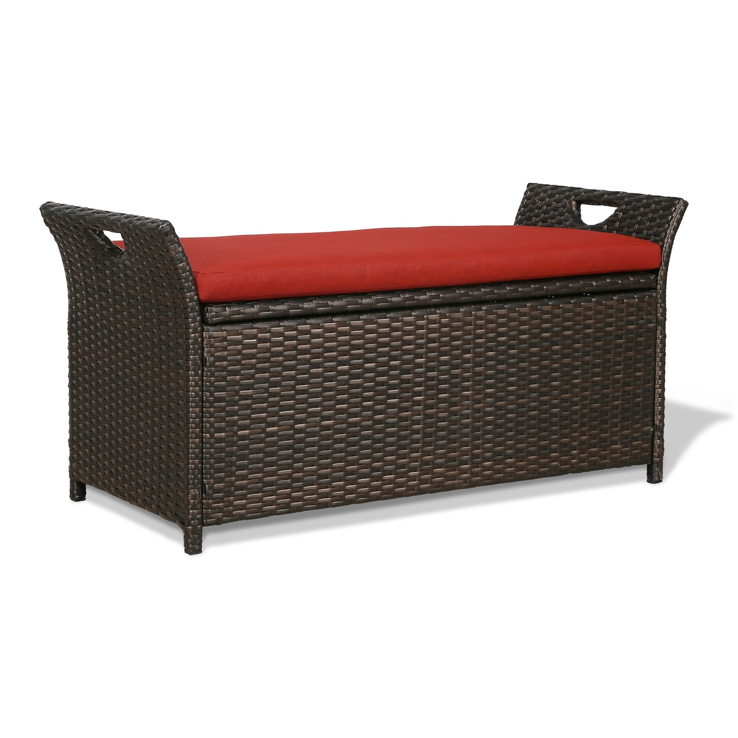 ULAX Outdoor Wicker Storage Bench with Cushion