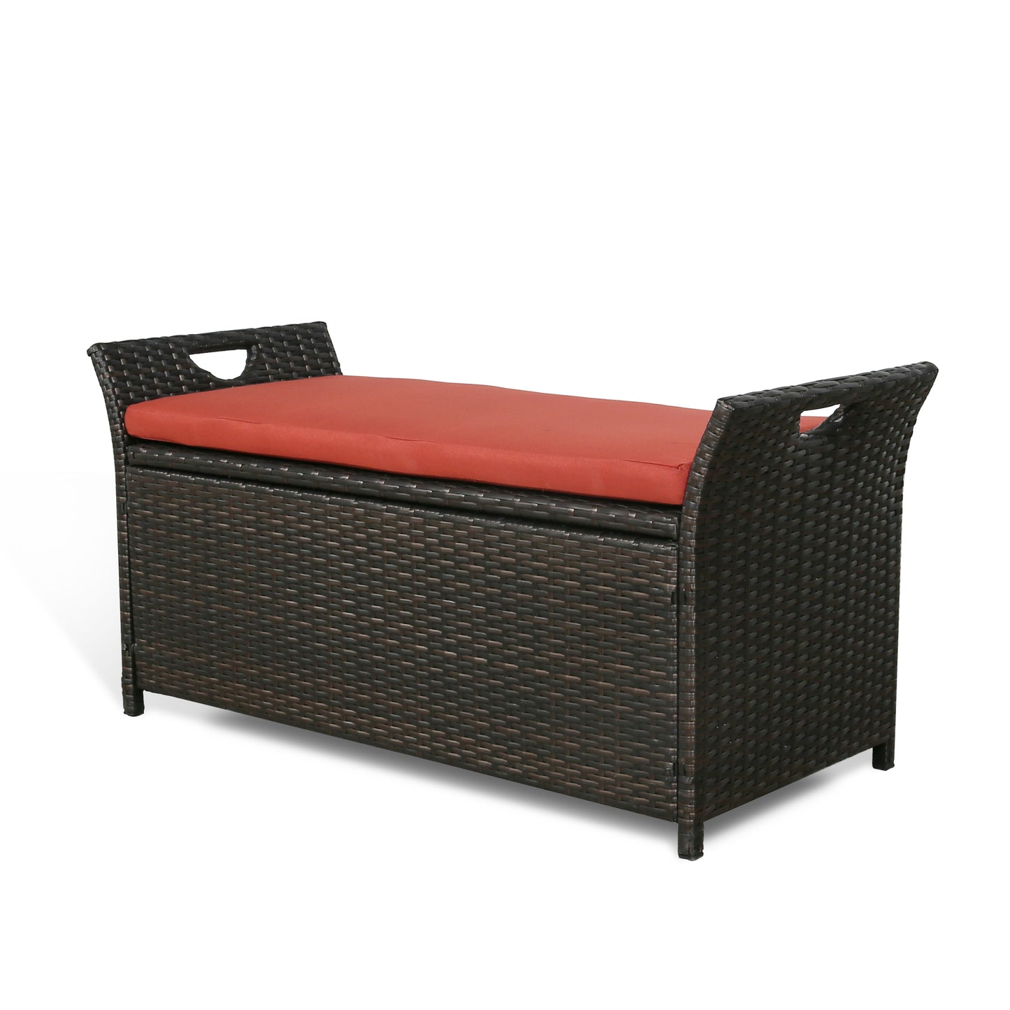 ULAX Outdoor Wicker Storage Bench with Cushion