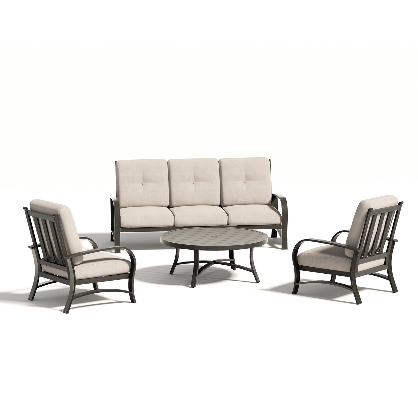 Chamber Aluminum 5 Seat Patio Conversation Sets With Sunbrella® Cushions