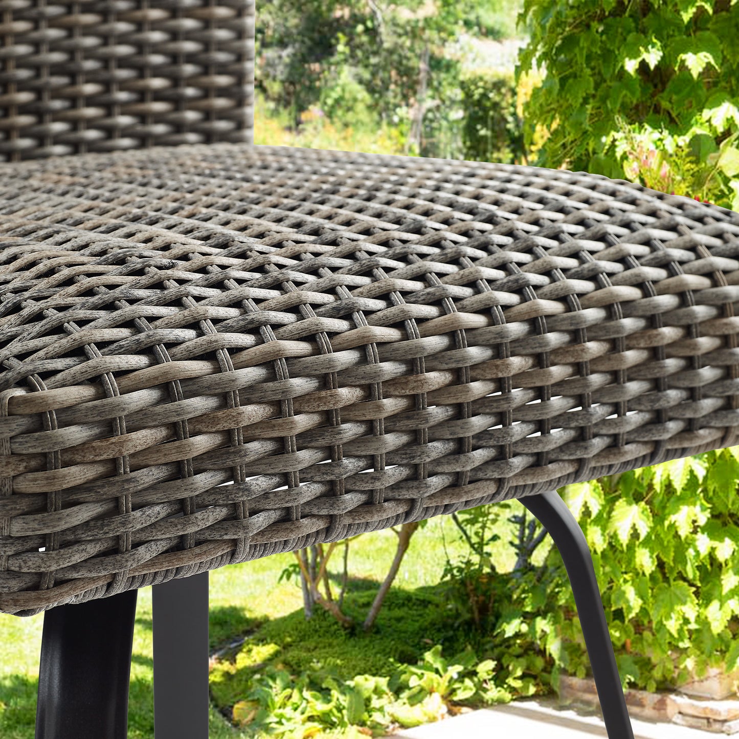Set of 2 Outdoor Bar Stools Wicker Patio Counter Height Bar Stool Chairs Padded with Quick Dry Foam