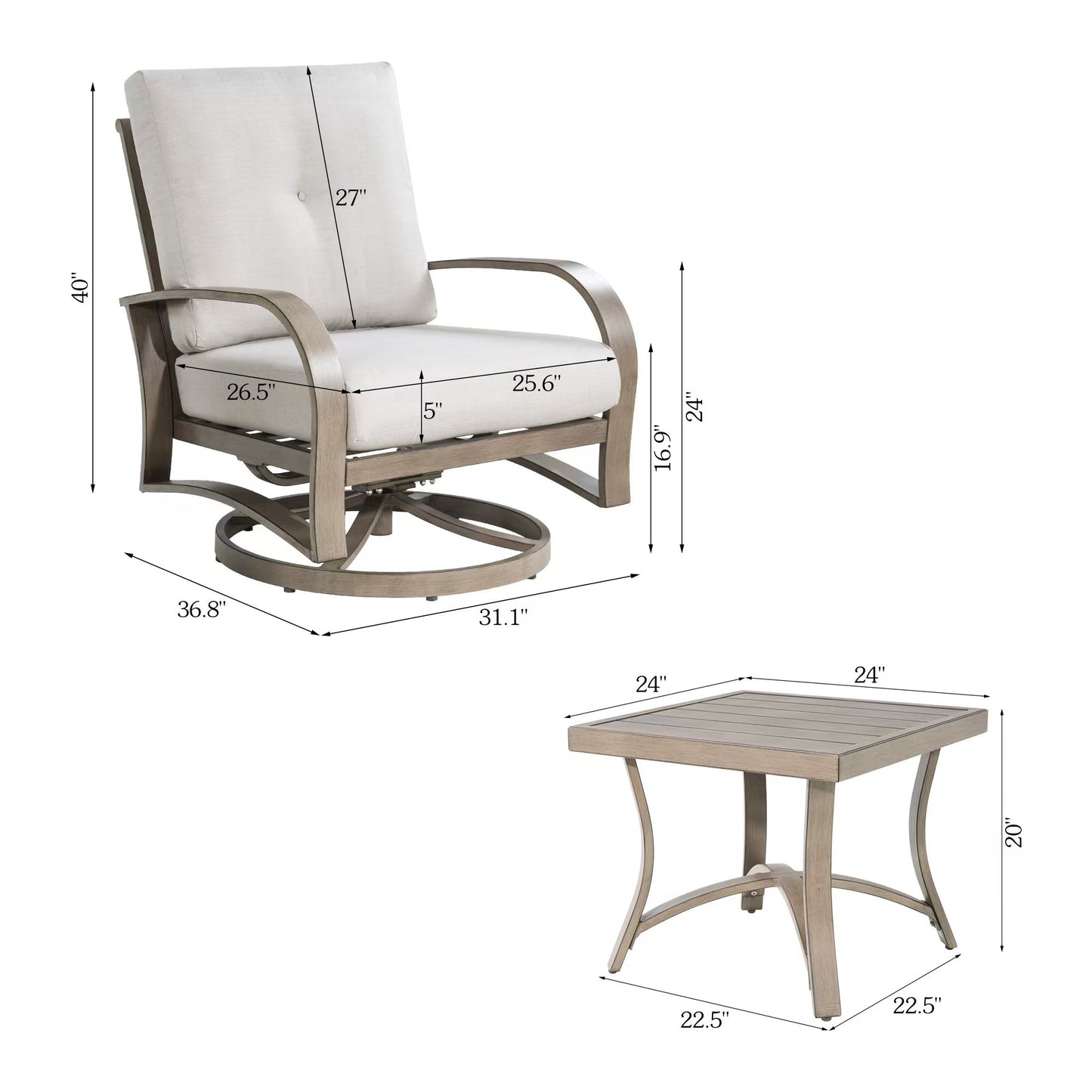 Chamber Aluminum Patio Bistro Set with Sunbrella® Cushions
