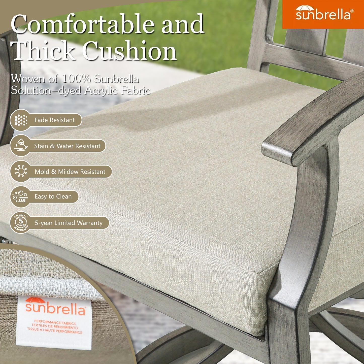 OPEN BOX I PEAKHOME Azur Patio Swivel Dining Chair with Sunbrella® Cushions