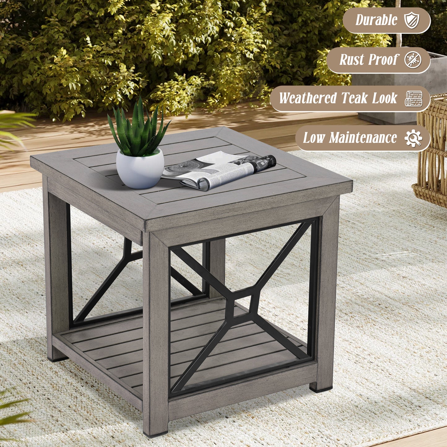 Marindo 3 Pieces Aluminum Patio Bistro Set with Sunbrella® Cushions