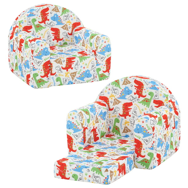 Kids Sofa Couch, Children Flip-Out Chair 2-in-1 Toddler Chairs Convertible Sofa to Lounger, White