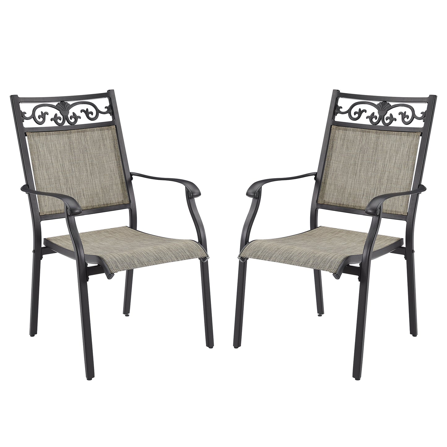 PEAKHOME Cast Aluminum Patio Dining Chairs with Sling, Set of 2