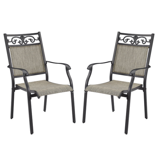 PEAKHOME Cast Aluminum Patio Dining Chairs with Sling, Set of 2