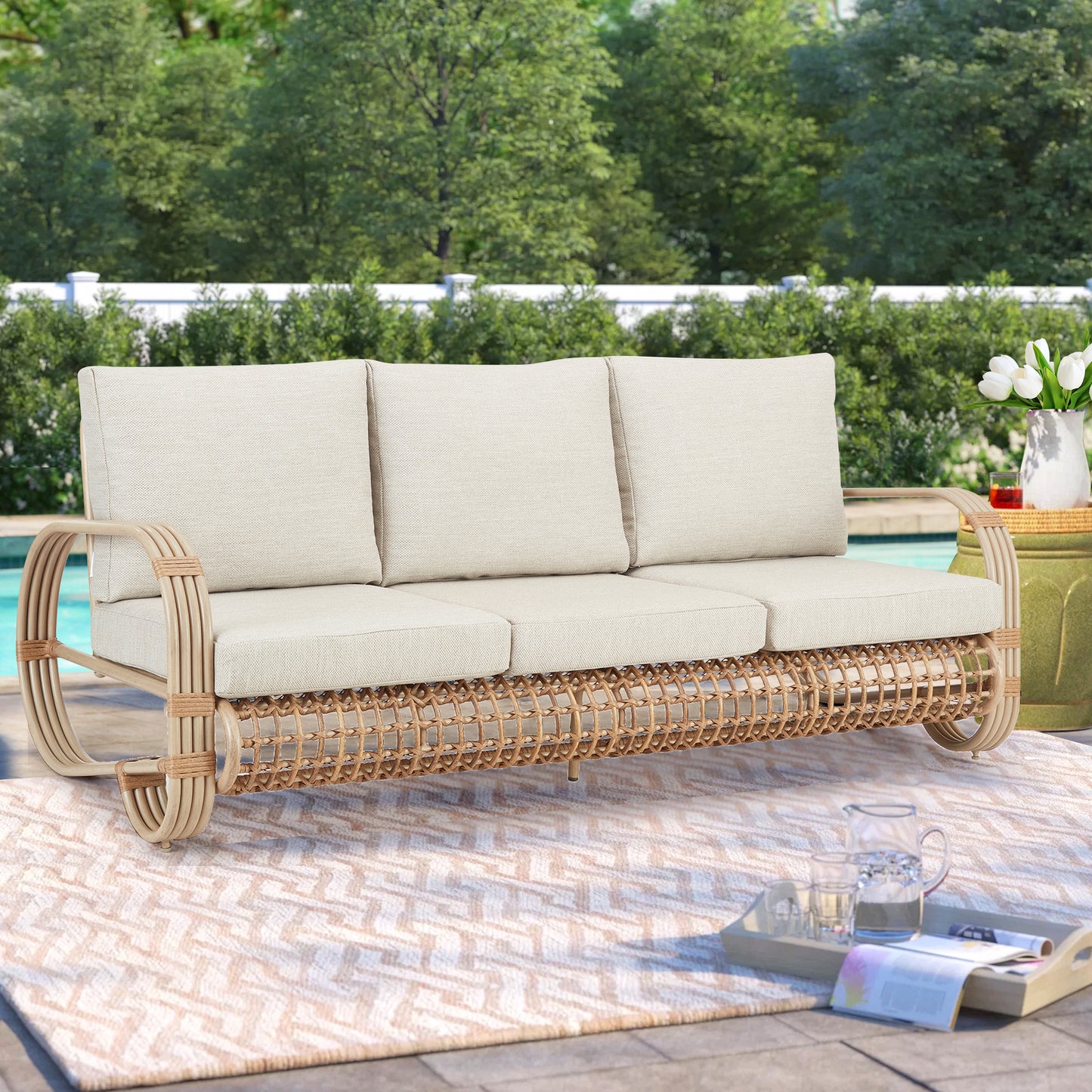 Arsterie 5 Pieces Aluminum Patio Conversation Set With Wicker Decoration