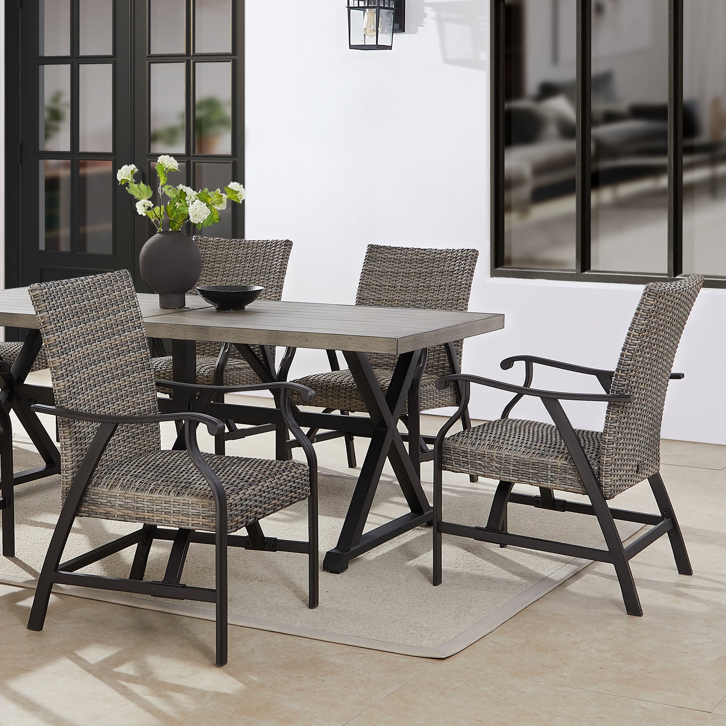 Pavane 2-Piece Patio Rattan Motion Rocking Dining Chairs Padded with Dry Quick Foam