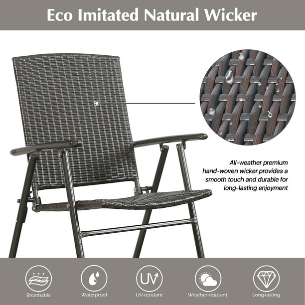 5 Pieces Patio All-Weather Folding Wicker Bar Stool Set Outdoor Counter Chairs Dining Chairs for 4 Person