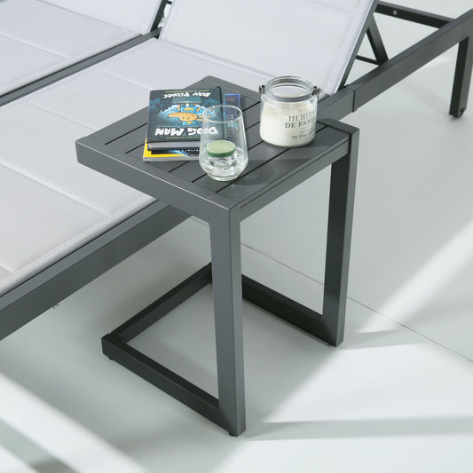 Patio Aluminum Side Table Outdoor Indoor C Shaped End Table