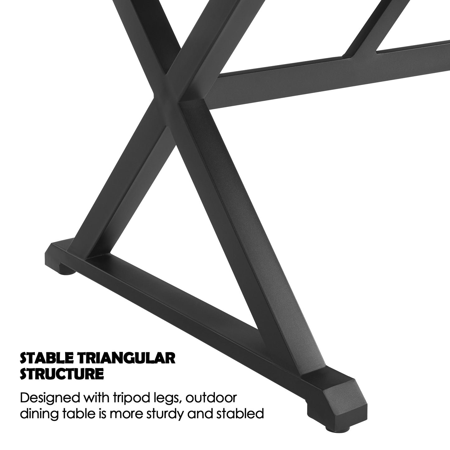 82.5” Outdoor Aluminum Rectangular Dining Table with 1.69” Umbrella Hole for 6 Person