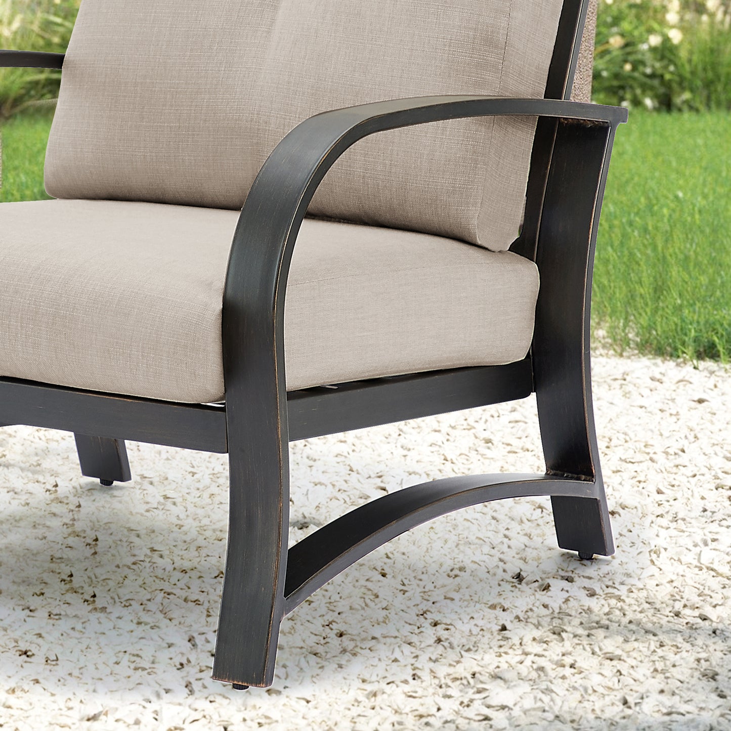 PEAKHOME FURNISHINGS Chamber 3 pieces Outdoor Bistro Sets with Swivel Chair and Sunbrella® Cushions