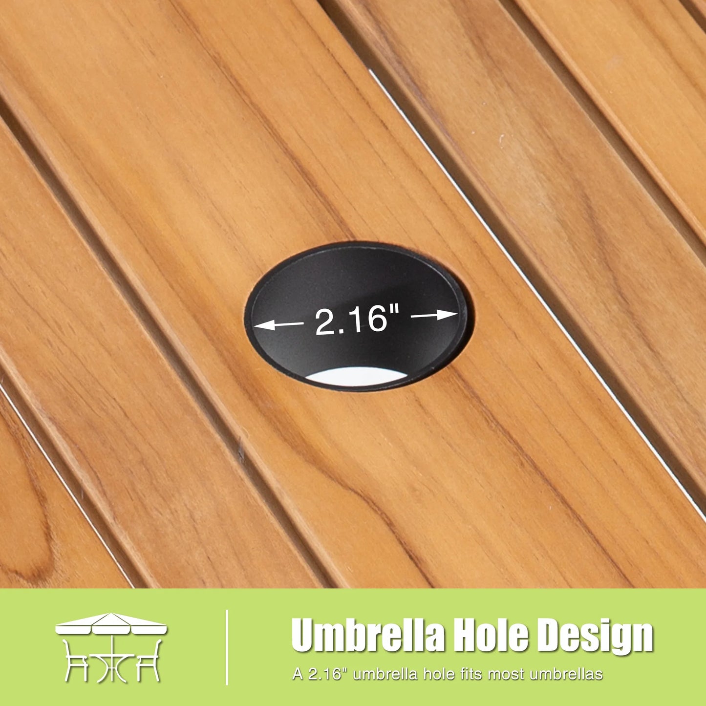 Nuova Patio Rectangular Aluminum / Teak Wood Dining Table