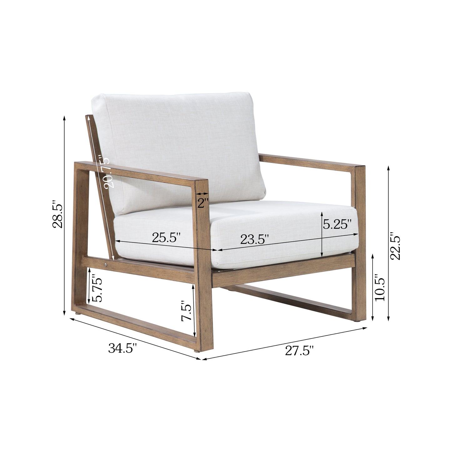 Hamarto 2 Pieces Aluminum Patio Club Chairs With Olefin Cushions