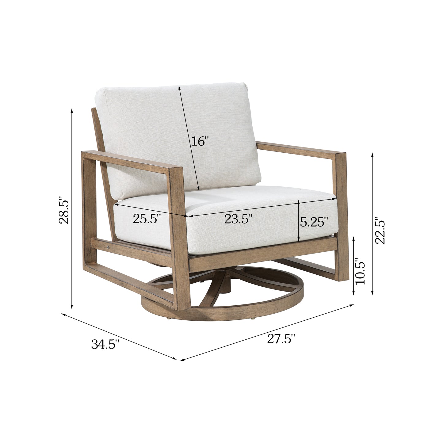 Hamarto 2 Pieces Aluminum Patio Swivel Club Chairs With Olefin Cushions