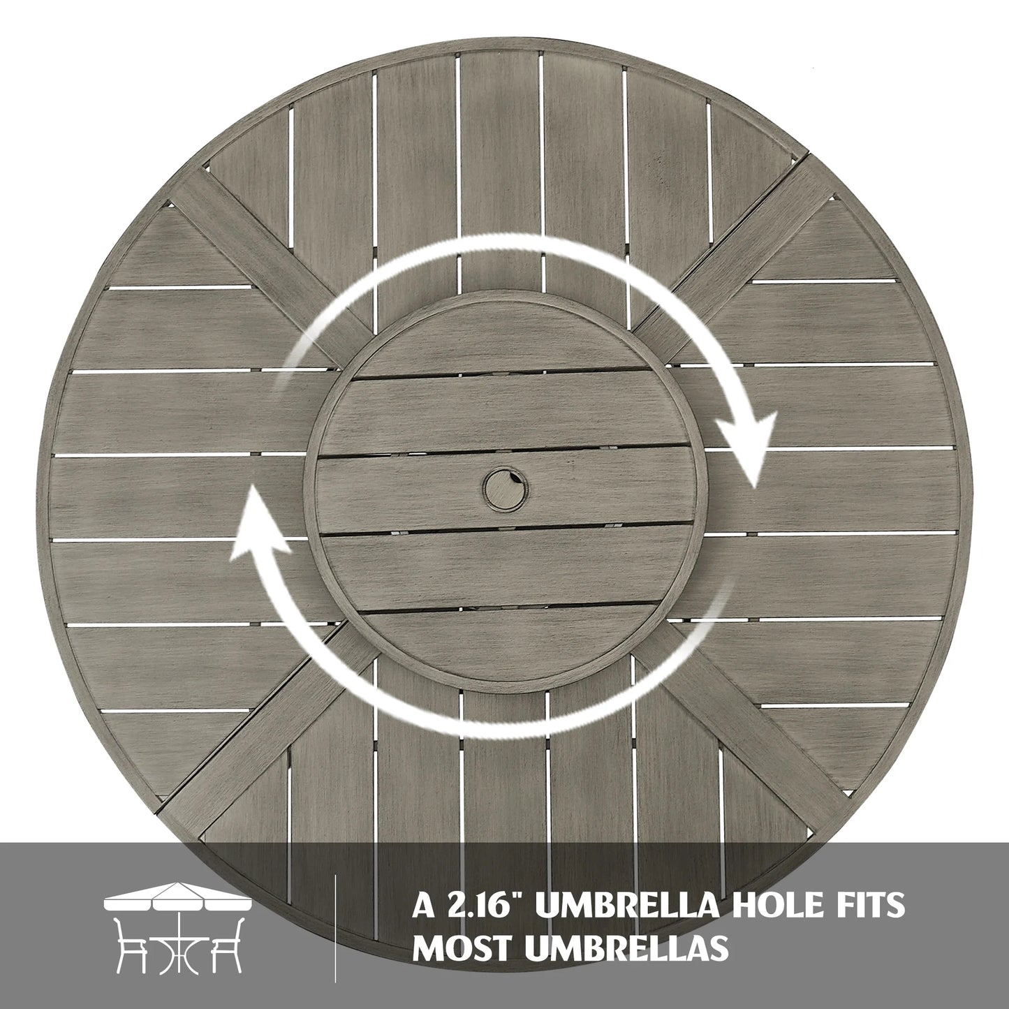 Peak Home Amario 7 Pieces Outdoor Dining Set with 60'' Round Table and Lazy Susan W/O Umbrella