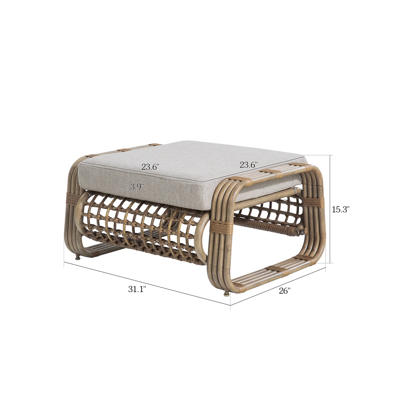 Arsterie Patio Aluminum Ottoman With Olefin Cushion