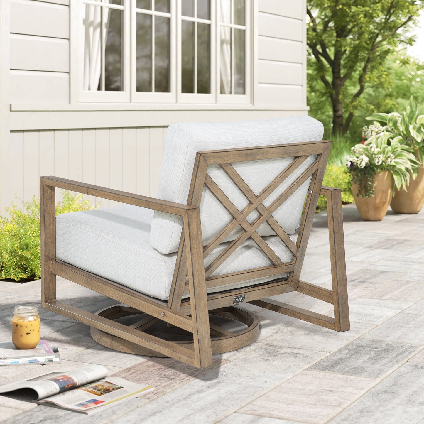 Hamarto 6 Pieces Aluminum Patio Conversation Sofa Set With Olefin Cushions For 5 Person