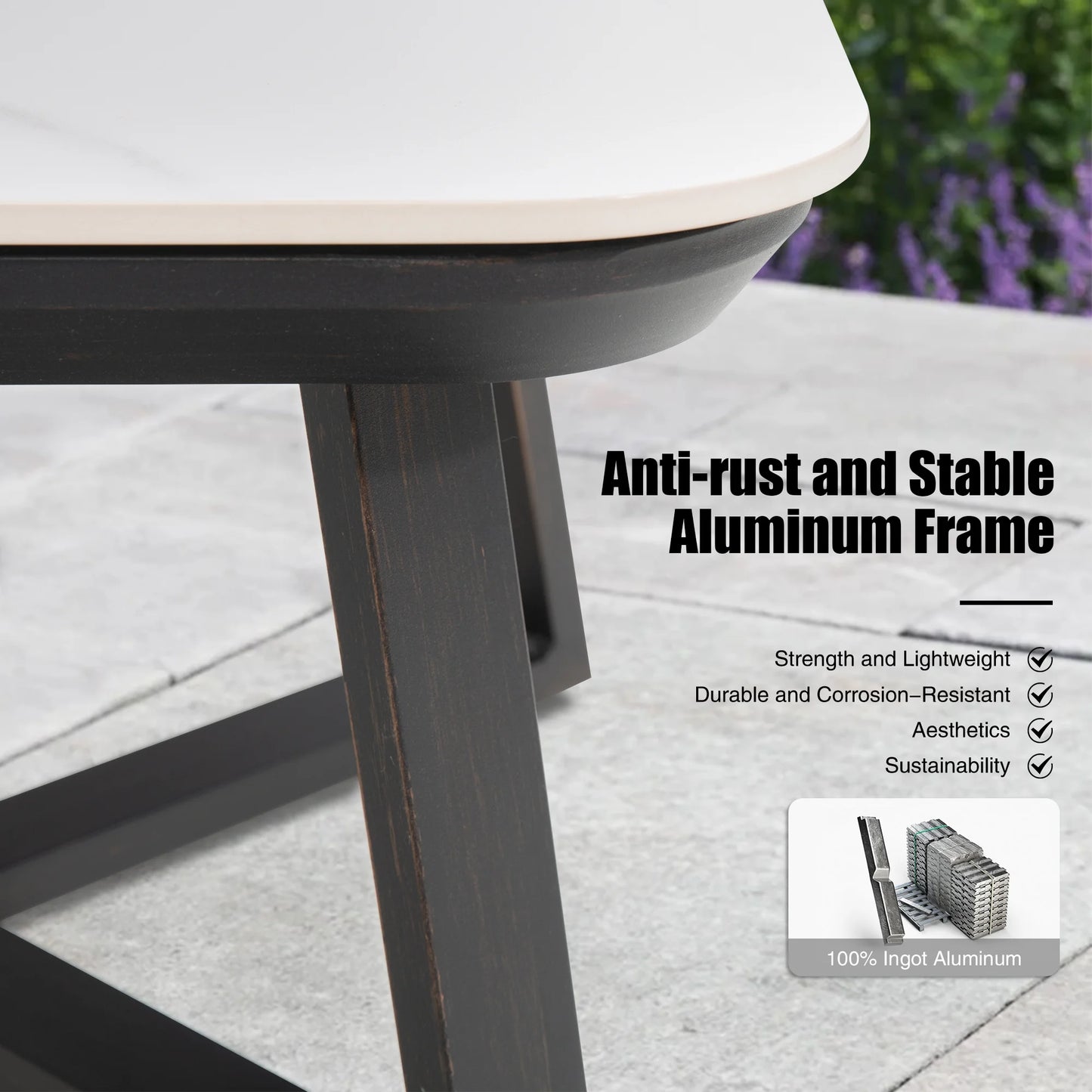 PEAKHOME-Stipa Rectangular Coffee Table With Sintered Stone Tabletop