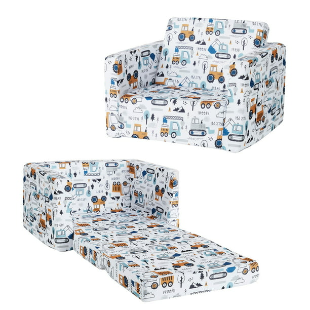 Convertible Kids Chair 2-in-1 Flip Open Kids Couch/Sleeper (Space Truck)