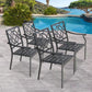 Patio Stacking Metal Dining Arm Chairs with Steel Slat Seat, Set of 4