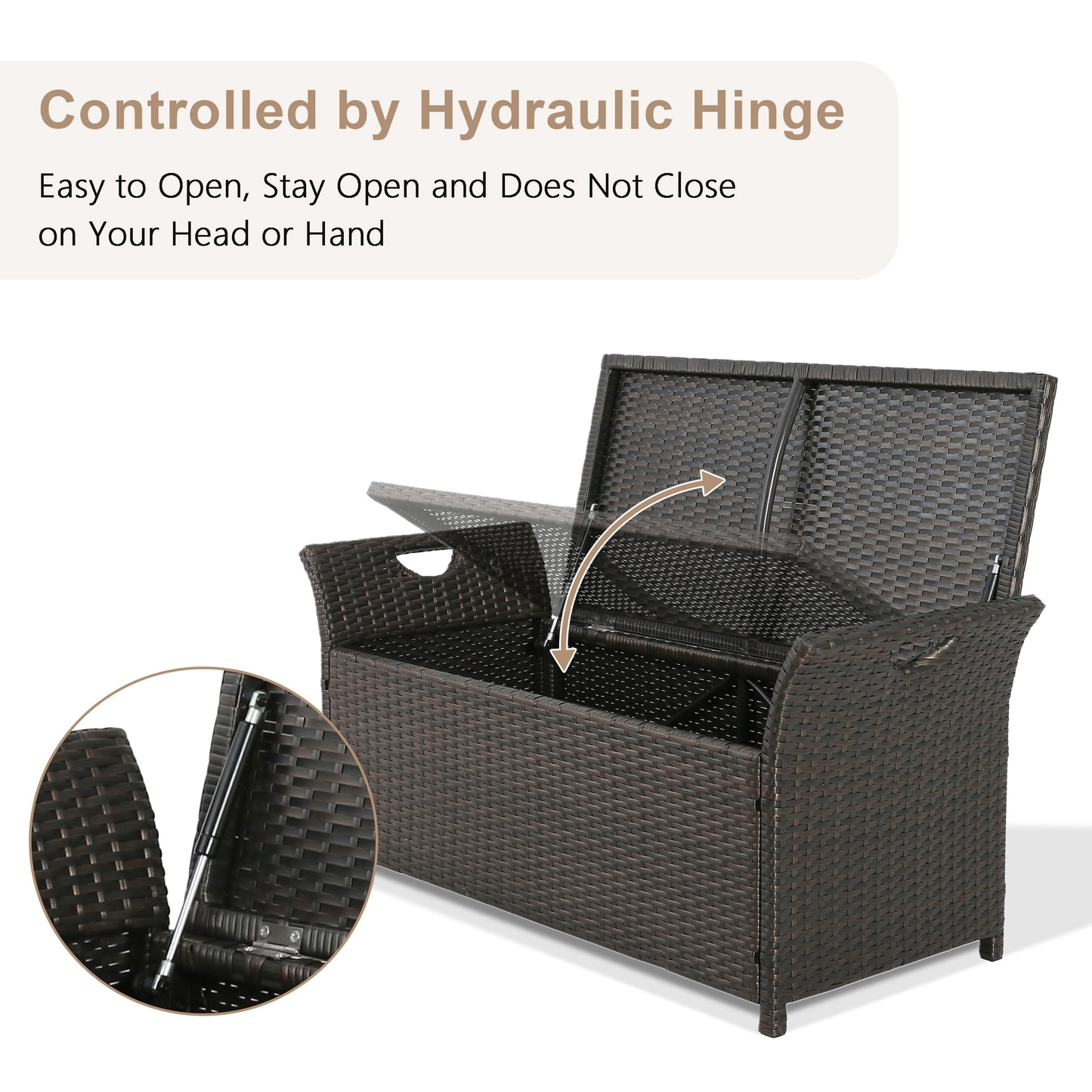 ULAX Outdoor Wicker Storage Bench with Cushion