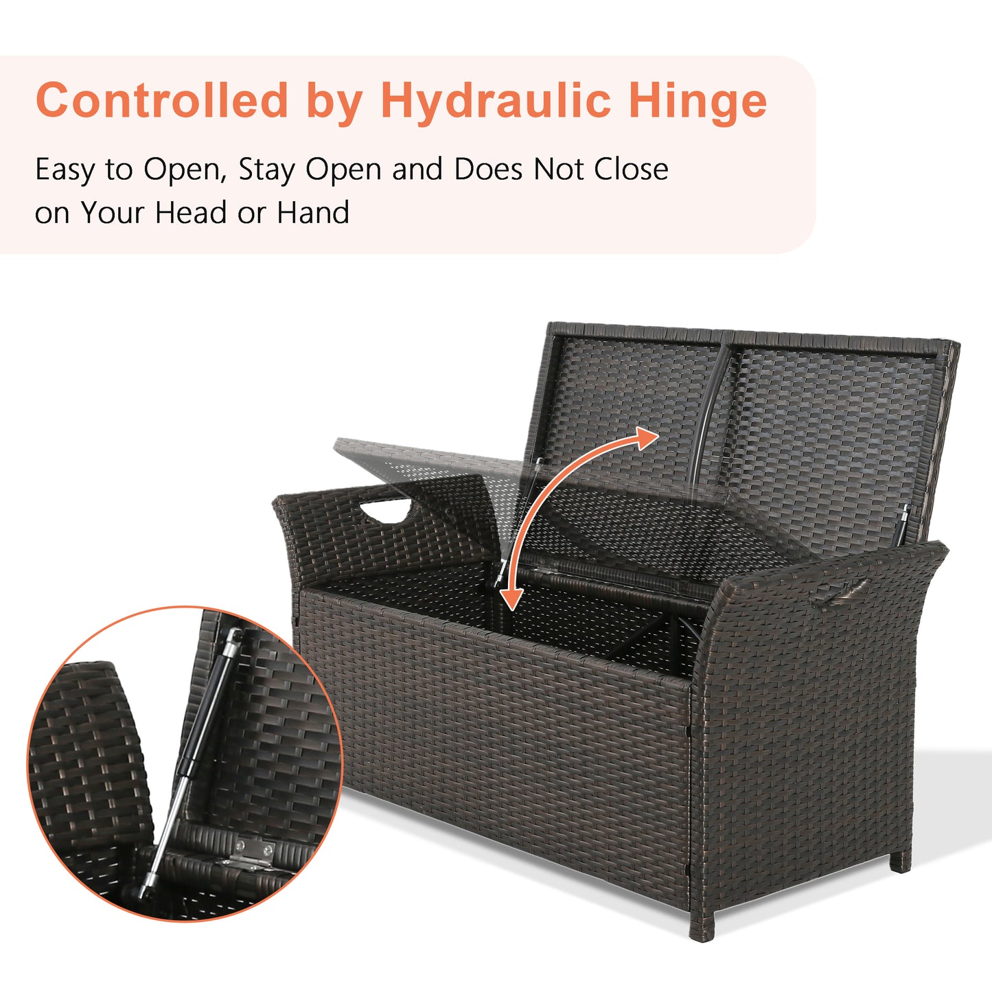 ULAX Outdoor Wicker Storage Bench with Cushion