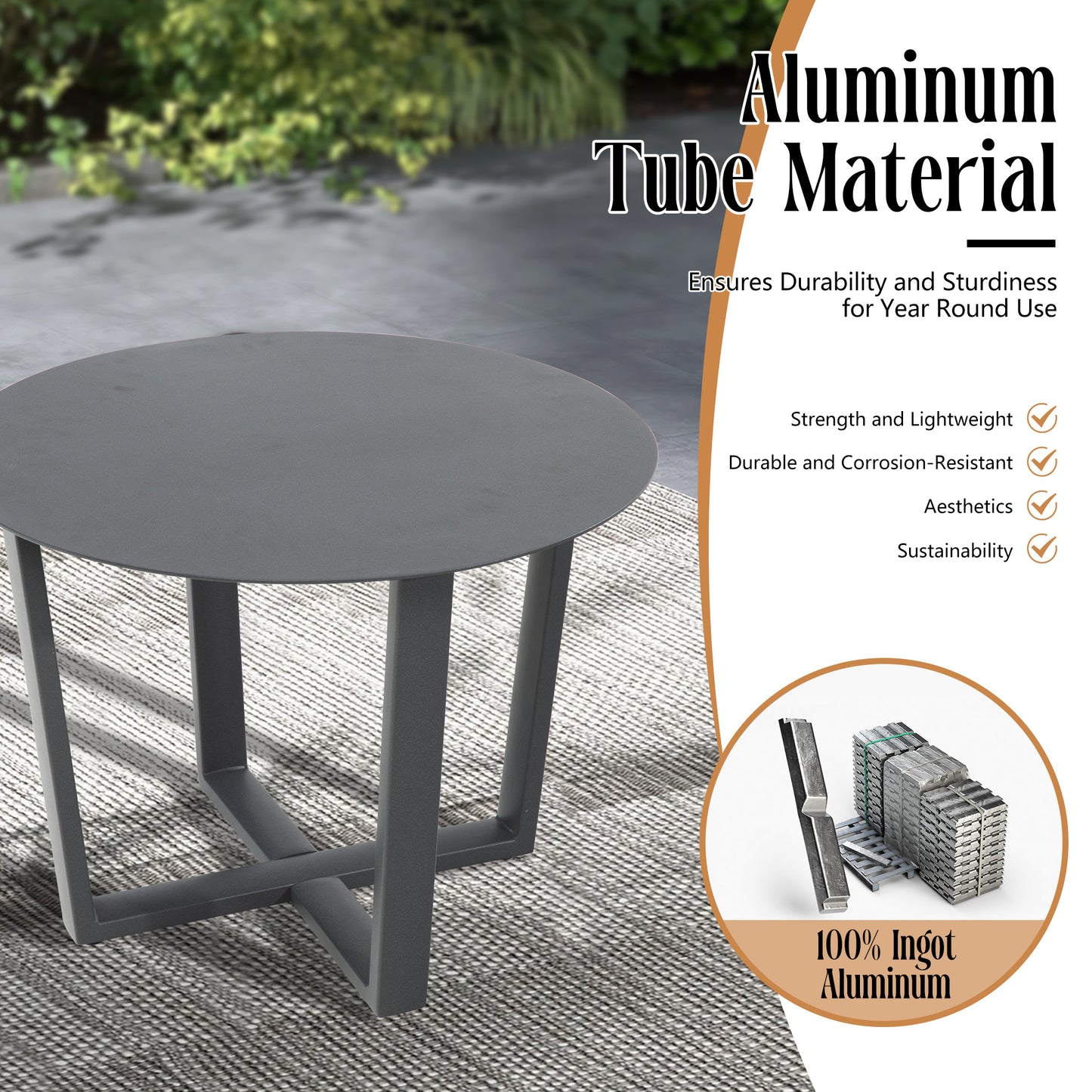 Patio Round Aluminum Side Table