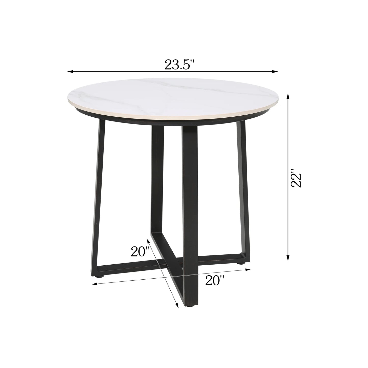 PEAKHOME-Stipa Round End Table With Sintered Stone Tabletop