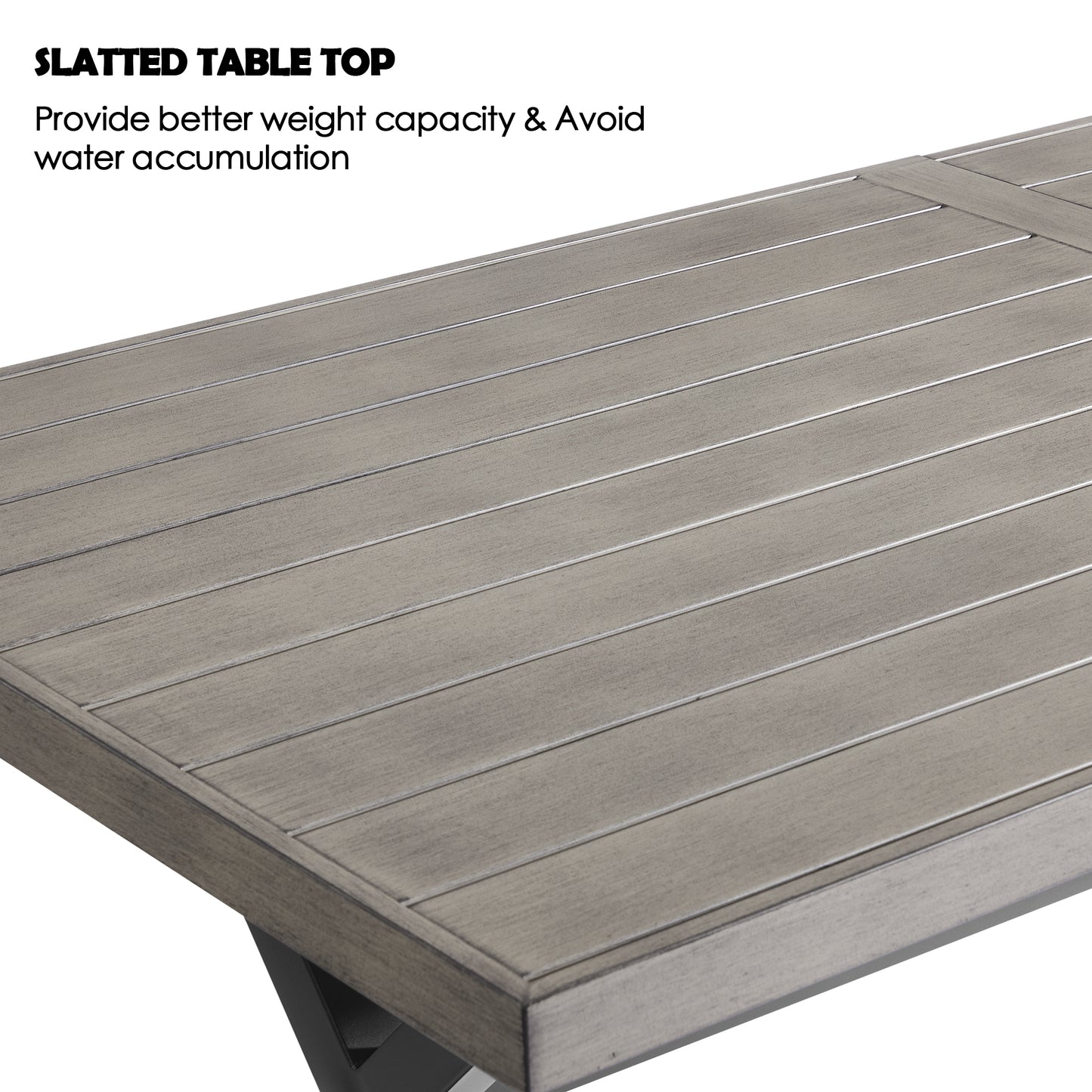 3 Pieces Patio Dining Set Outdoor Aluminum Rectangular Dining Table and Wicker Outdoor Bench