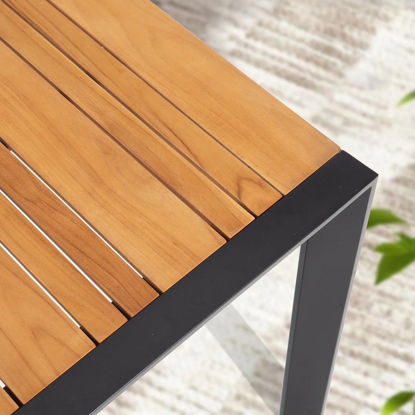 Nuova Patio Rectangular Aluminum / Teak Wood Dining Table