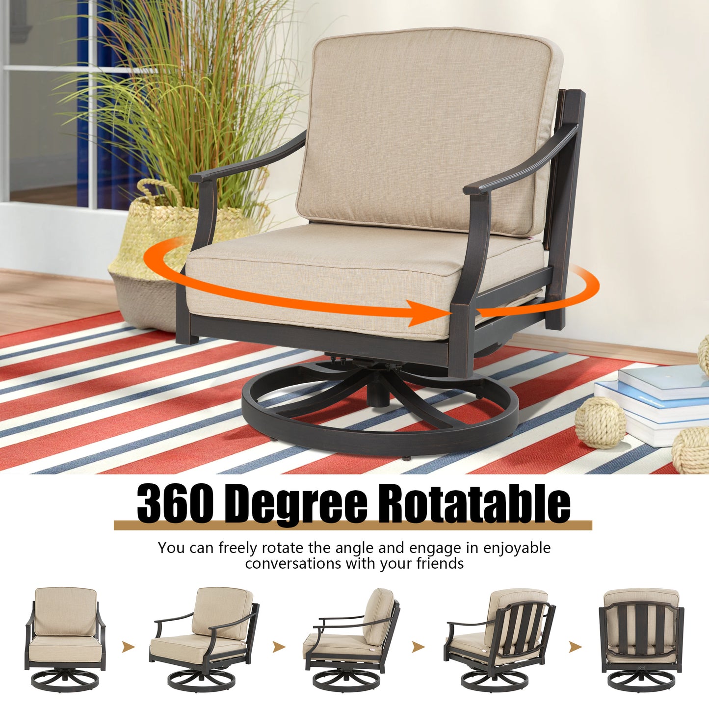 Tamarin 3 Pieces Aluminum Patio Bistro Set With Sunbrella® Cushions