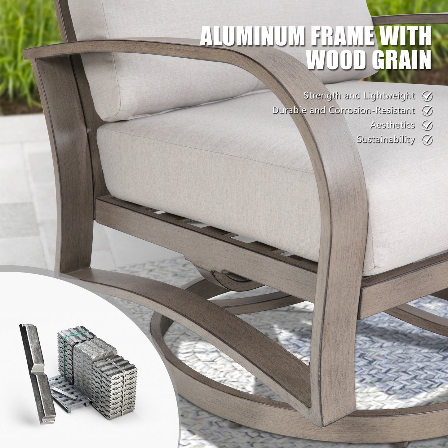 Chamber Aluminum Patio Bistro Set with Sunbrella® Cushions