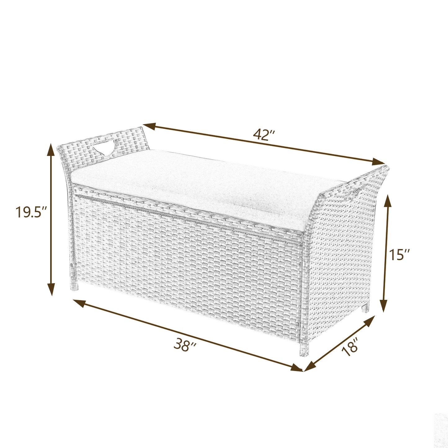 ULAX Outdoor Wicker Storage Bench with Cushion