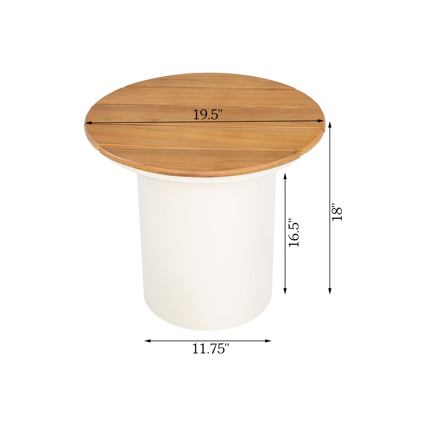 PEAKHOME-Lido Outdoor Round Aluninum Side Table With Teak Wood Table Top