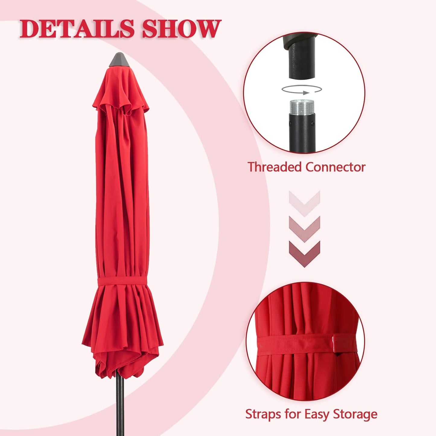 OPEN BOX I PATIO TREE 9ft Manual-tilted Patio Umbrella with Sunbrella® Fabric (Jockey Red)