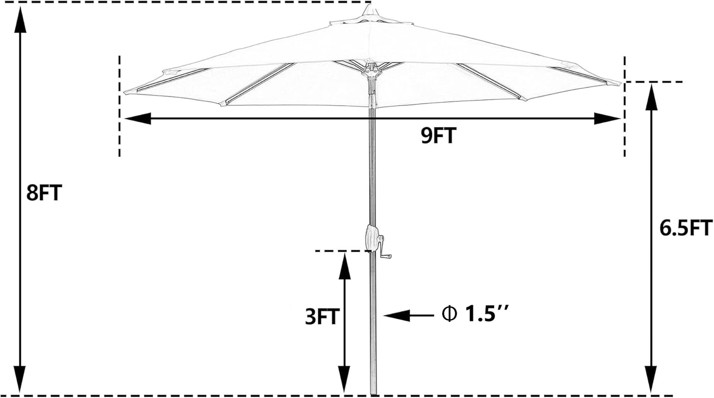 OPEN BOX I PATIO TREE 9ft Manual-tilted Patio Umbrella with Sunbrella® Fabric (Jockey Red)