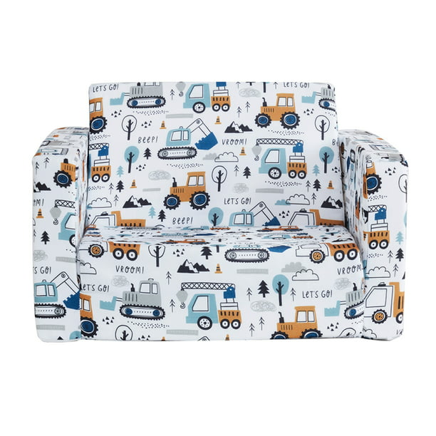 Convertible Kids Chair 2-in-1 Flip Open Kids Couch/Sleeper (Space Truck)