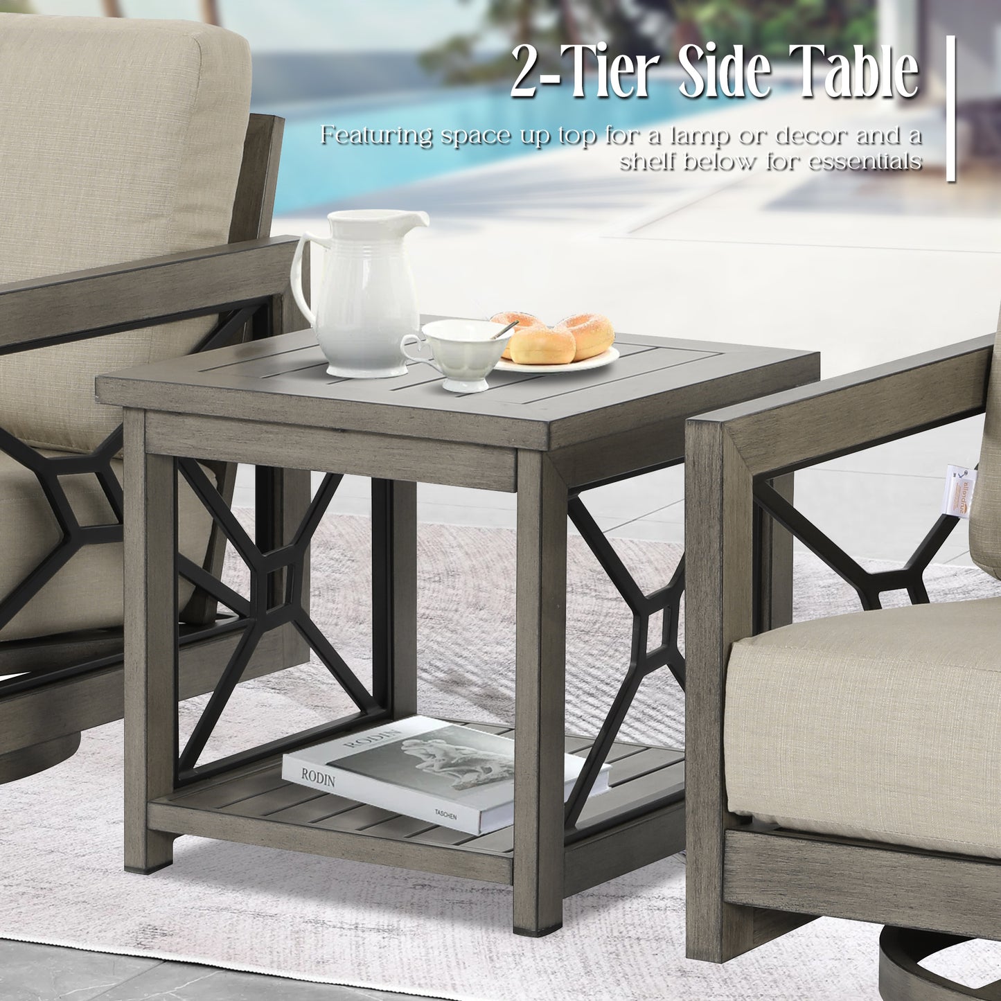 Marindo 3 Pieces Aluminum Patio Bistro Set with Sunbrella® Cushions