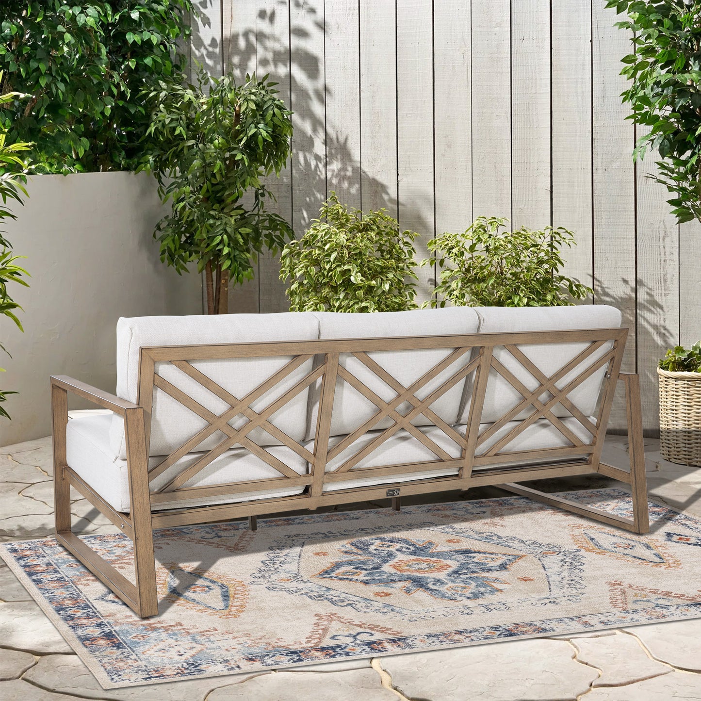 Hamarto 6 Pieces Aluminum Patio Conversation Sofa Set With Olefin Cushions For 5 Person