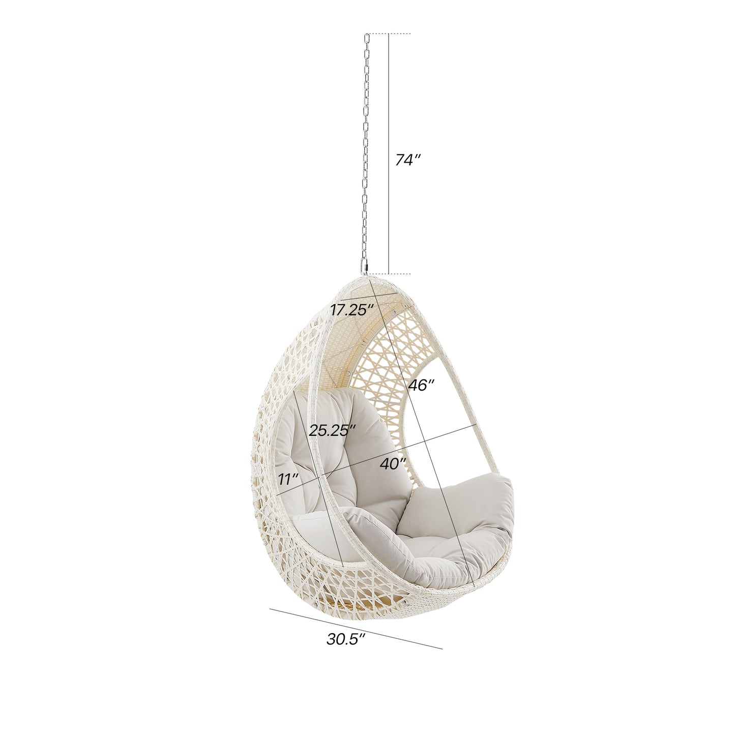 Peakhome Furnishings Patio Wicker Hammocks Egg Chair with Cushion