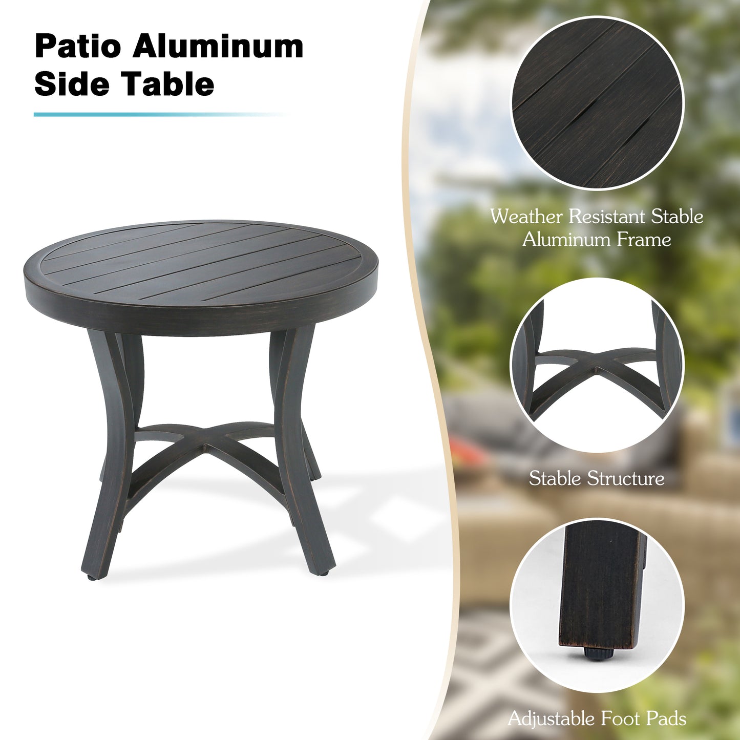 PEAKHOME FURNISHINGS Chamber 3 pieces Outdoor Bistro Sets with Swivel Chair and Sunbrella® Cushions