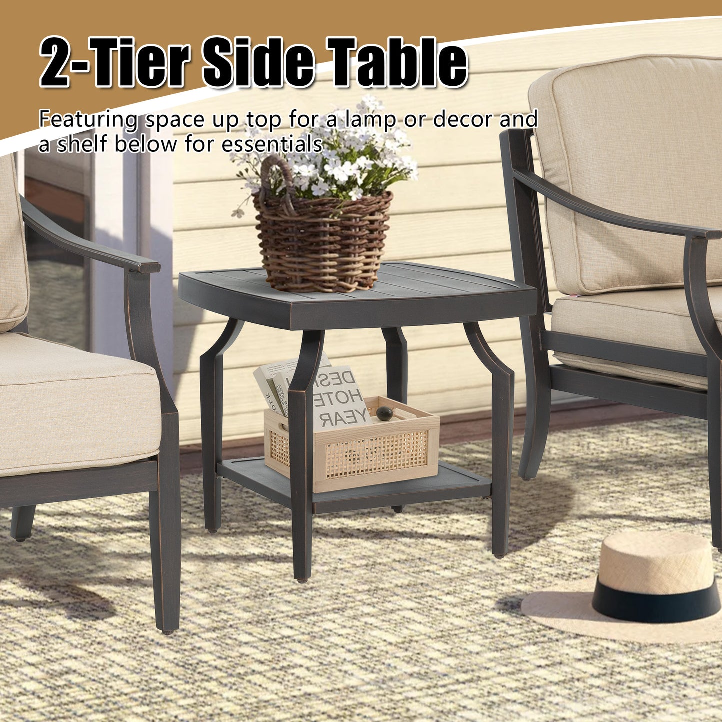 Tamarin 3 Pieces Aluminum Patio Bistro Set With Sunbrella® Cushions