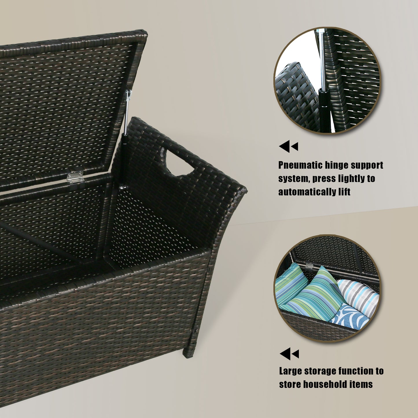 ULAX Outdoor Wicker Storage Bench with Cushion