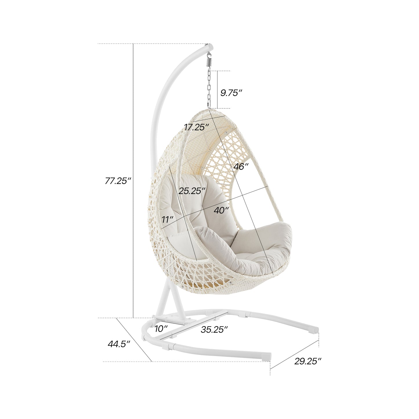 Peakhome Furnishings Patio Metal/Wicker Hammocks Egg Chair with Cushion and Stand
