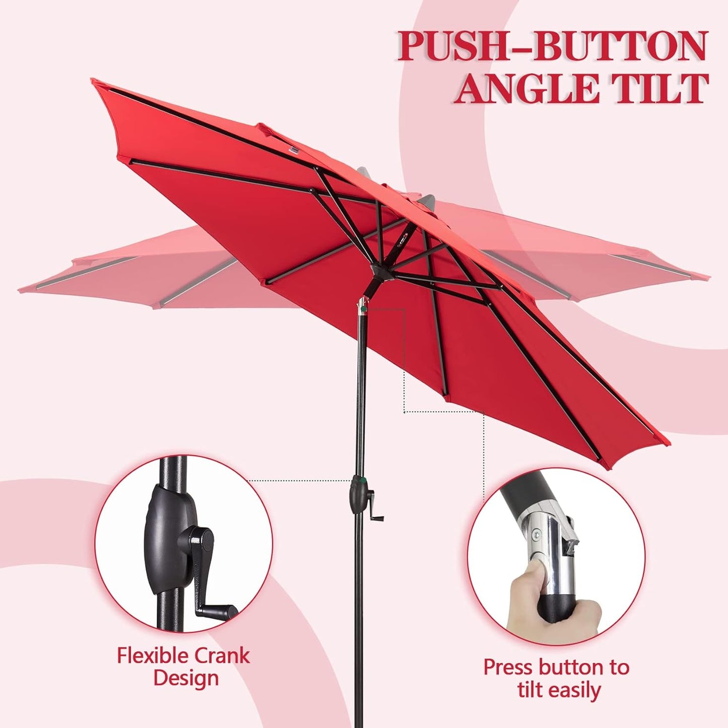 OPEN BOX I PATIO TREE 9ft Manual-tilted Patio Umbrella with Sunbrella® Fabric (Jockey Red)