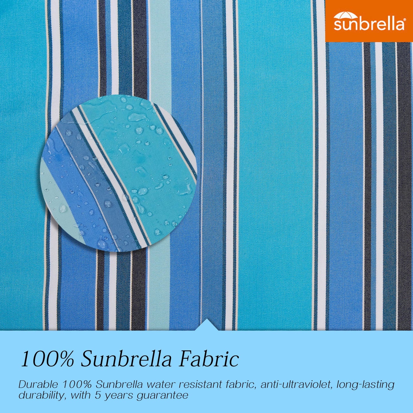 9 Ft Outdoor Sunbrella Tiltable Round Market Umbrella with Aluminum Pole and Crank (Dolce Oasis)